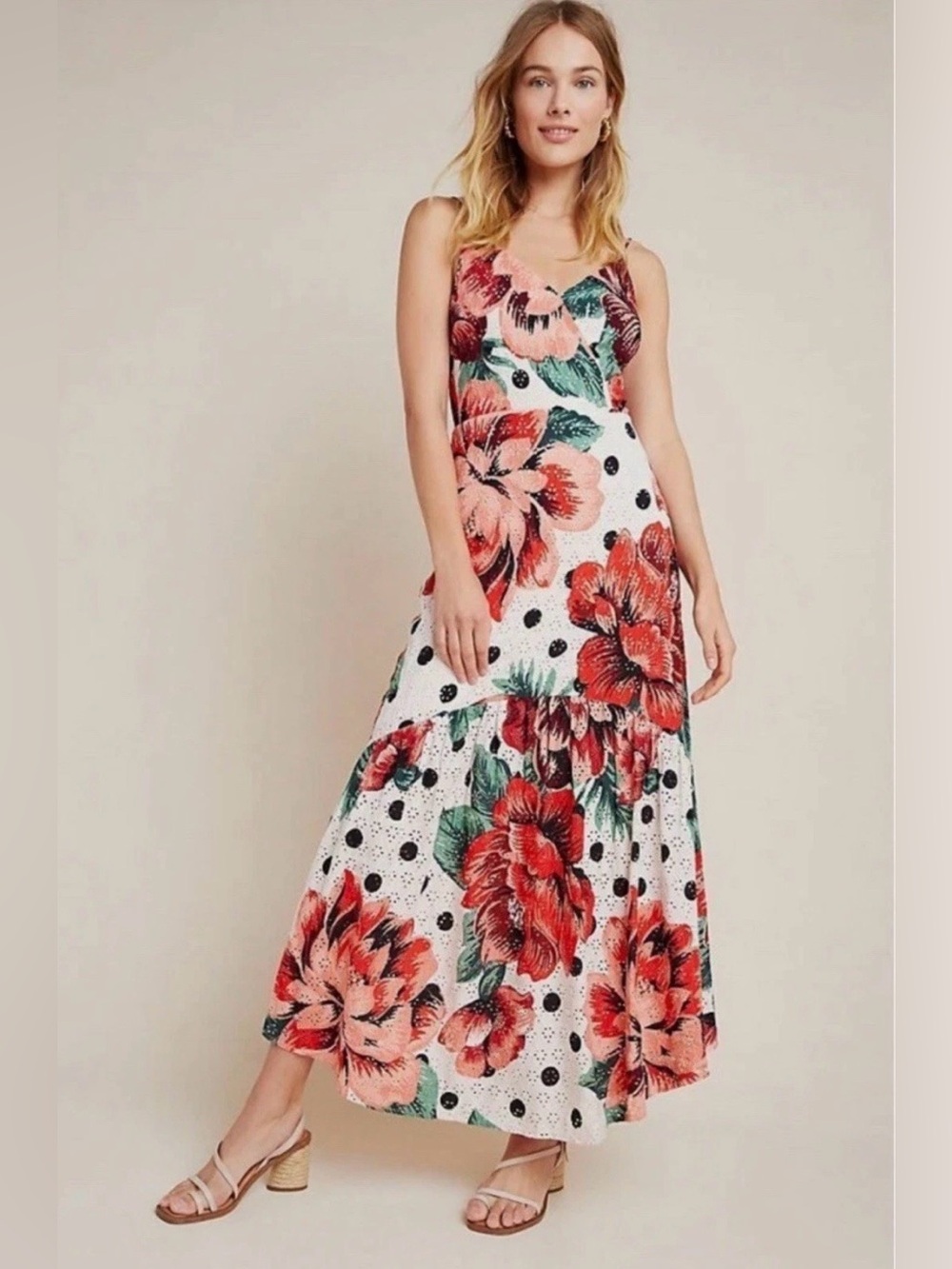 Farm Rio by Anthropologie Riviera Eyelet Maxi Dress